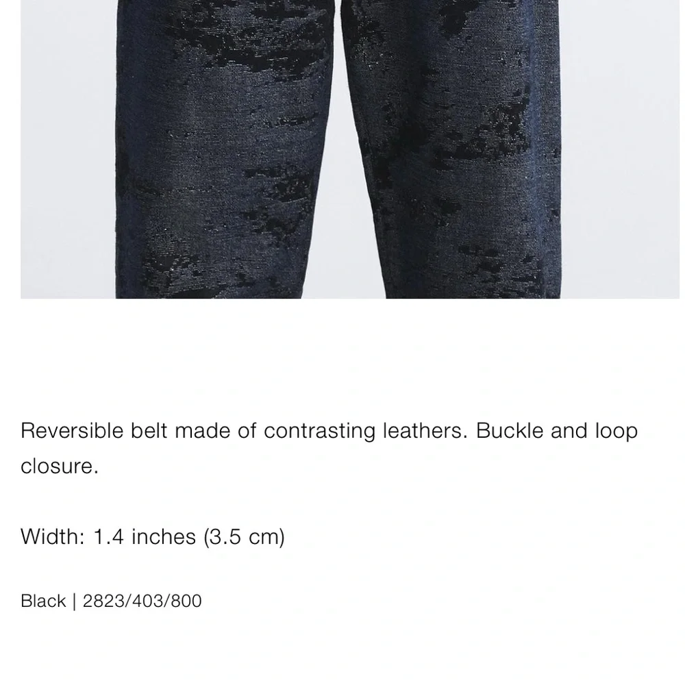Zara Man NWT reversible leather belt black